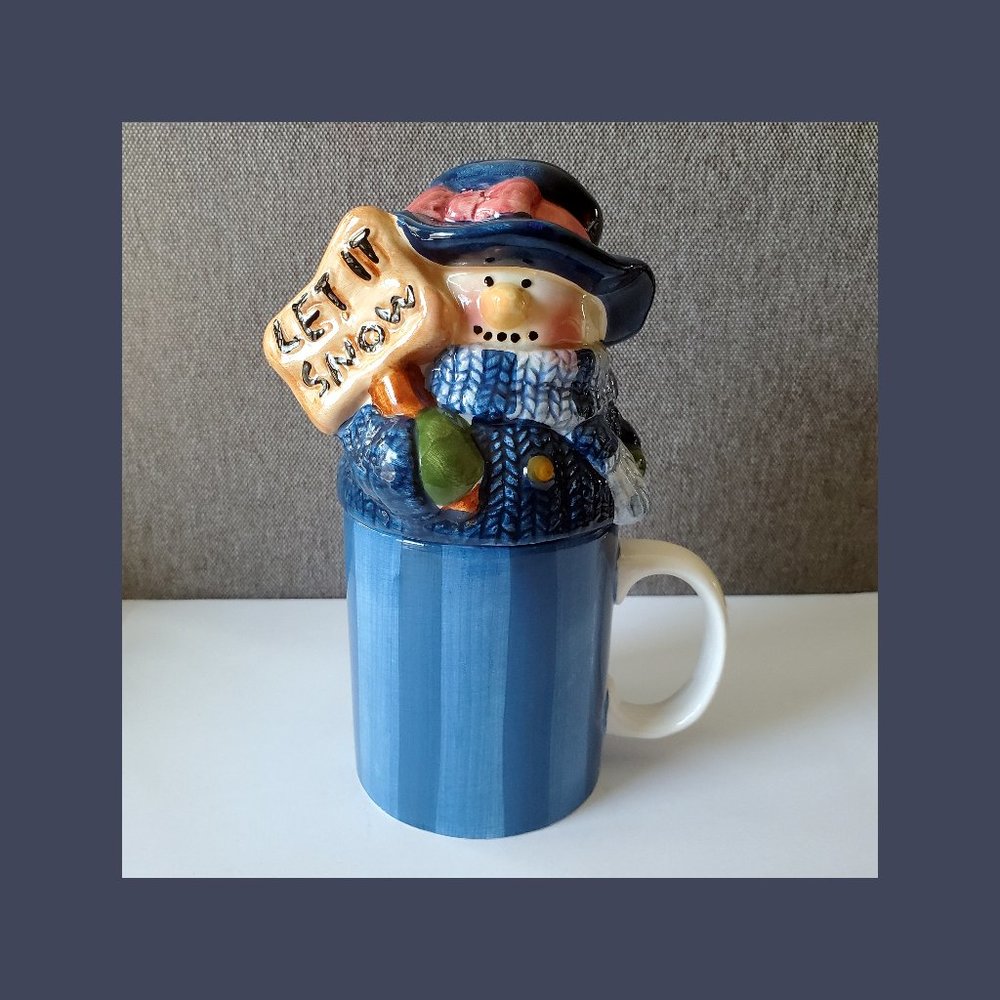 ⛄Snowman Figurine Lid Mug for Winter Like New